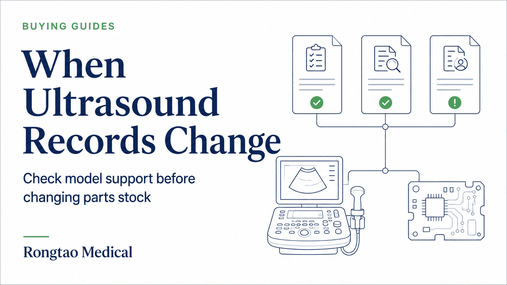 Buying Guides: When Ultrasound Records Change. Check model support before changing parts stock; registry, console and board illustration.